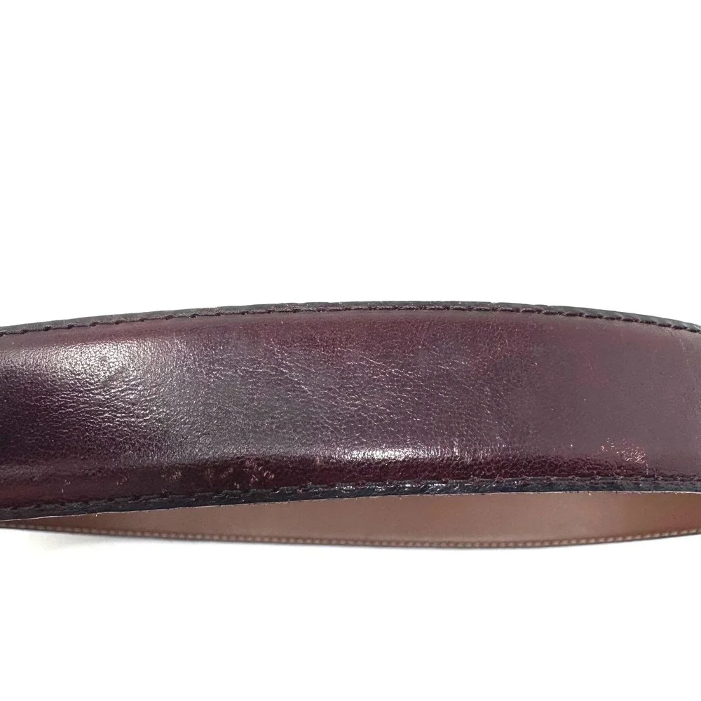 Genuine Leather Belt Brown Gold Buckle Made in USA Size 34 9197 Mens Dress